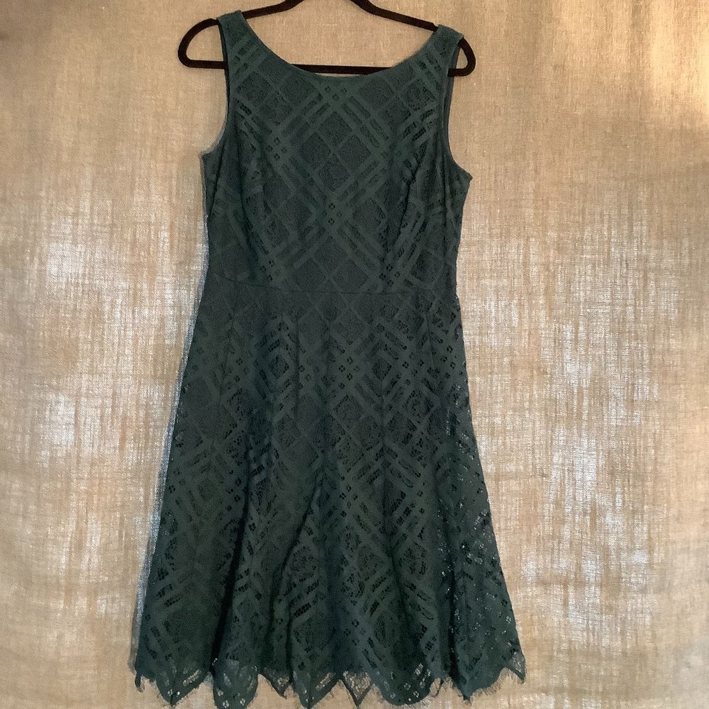 Beautifull  Donna Karen Teal eyelet fit and flare dress